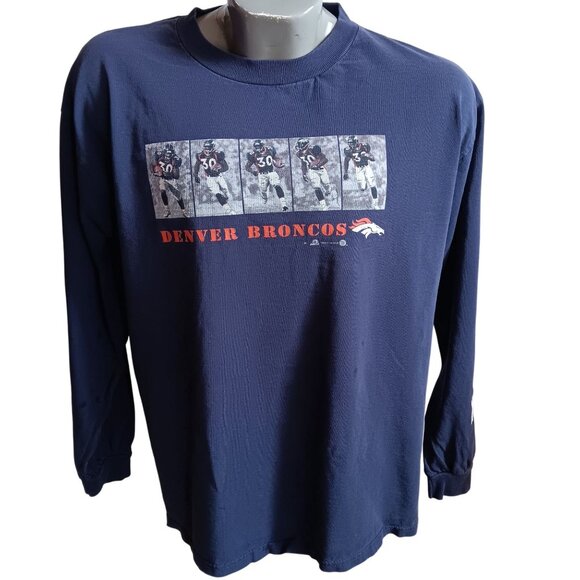 XL Y2K 2000 Denver Broncos Long Sleeve Graphic T-Shirt Delta Pro Weight Football - Picture 1 of 6